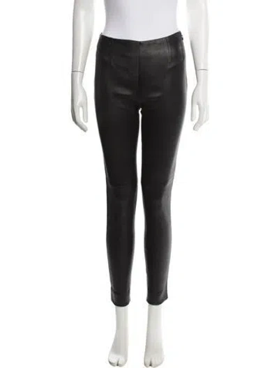 Pre-owned Ralph Lauren Leather Skinny Leg Pants In Black