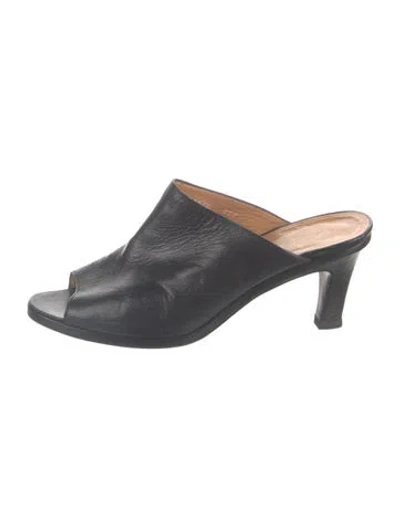 Pre-owned Ralph Lauren Leather Slides In Black