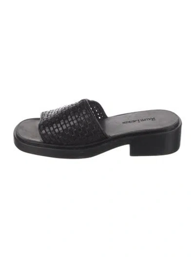 Pre-owned Ralph Lauren Leather Slides In Black
