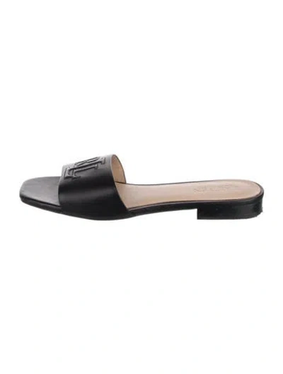 Pre-owned Ralph Lauren Leather Slides In Black