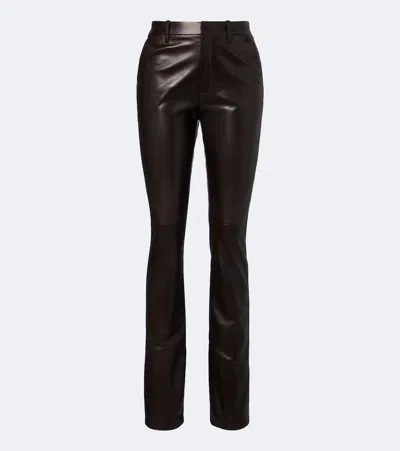 Ralph Lauren Leather Slim Pants In Black
