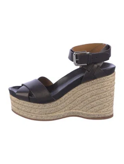 Pre-owned Ralph Lauren Leather Slingback Pumps In Black