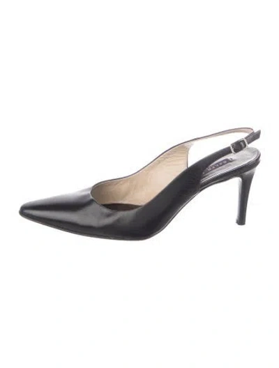 Pre-owned Ralph Lauren Leather Slingback Pumps In Black