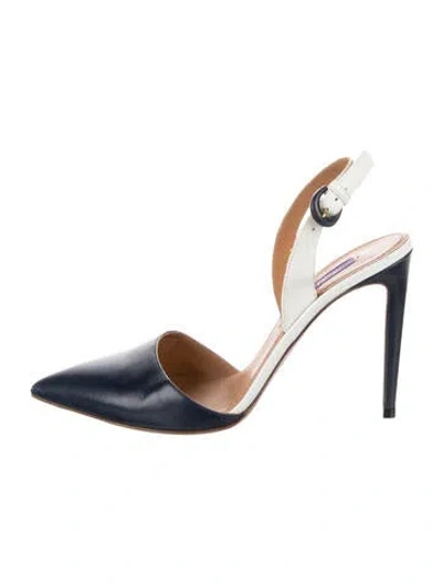Pre-owned Ralph Lauren Leather Slingback Pumps In Blue