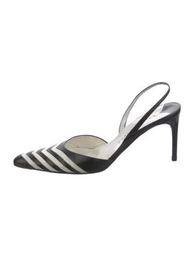 Pre-owned Ralph Lauren Leather Slingback Pumps In White