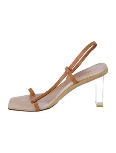 Pre-owned Ralph Lauren Leather Slingback Sandals In Neutral