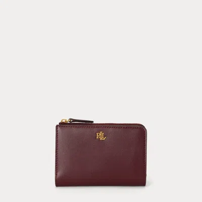 Ralph Lauren Leather Small Bi-fold Wallet In Dark Garnet