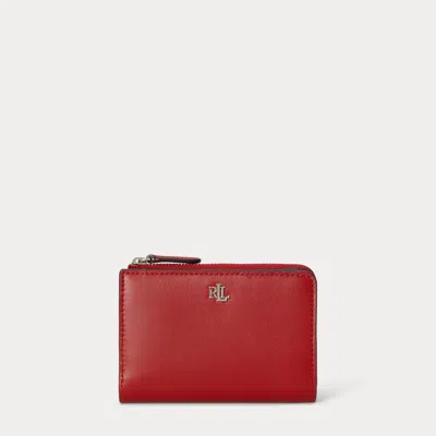 Ralph Lauren Leather Small Bi-fold Wallet In Festive Red
