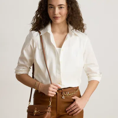 Ralph Lauren Leather Small Blaike Crossbody Bag In Lauren Tan