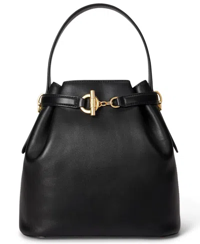 Ralph Lauren Leather Small Bucket Bag In Black