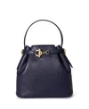 Ralph Lauren Leather Small Bucket Bag In Blue