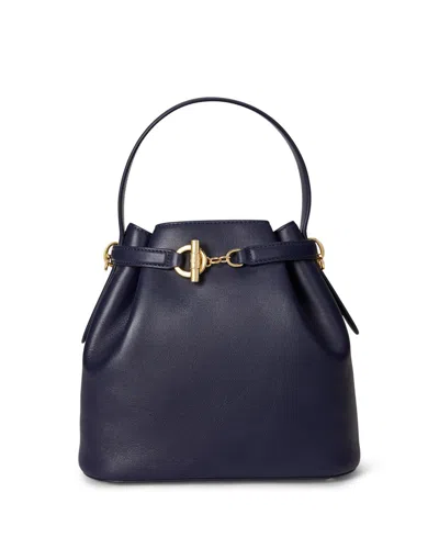 Ralph Lauren Leather Small Bucket Bag In Blue