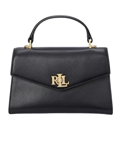 Ralph Lauren Leather Small Farrah Satchel In Black