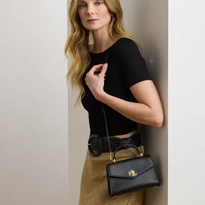 Ralph Lauren Leather Small Farrah Satchel In Black