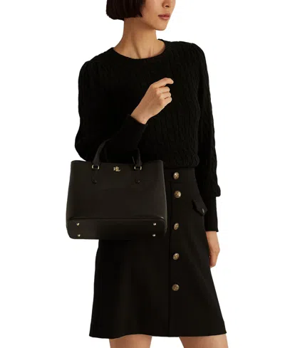 Ralph Lauren Leather Small Marcy Satchel In Black