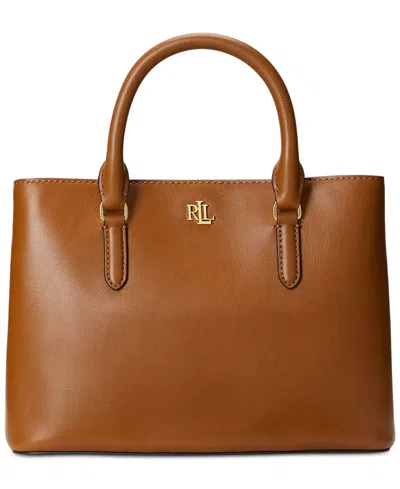Ralph Lauren Leather Small Marcy Satchel In Brown