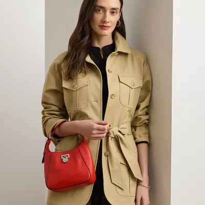 Ralph Lauren Leather Small Tanner Shoulder Bag In Red