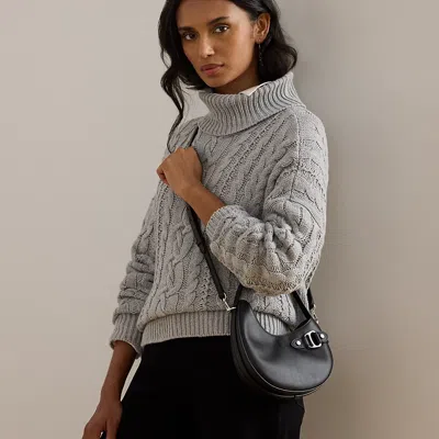 Ralph Lauren Leather Small Tasha Crossbody Bag In Black