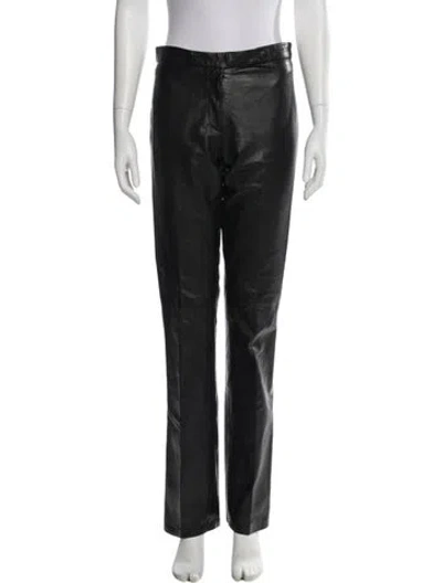 Pre-owned Ralph Lauren Leather Straight Leg Pants In Black