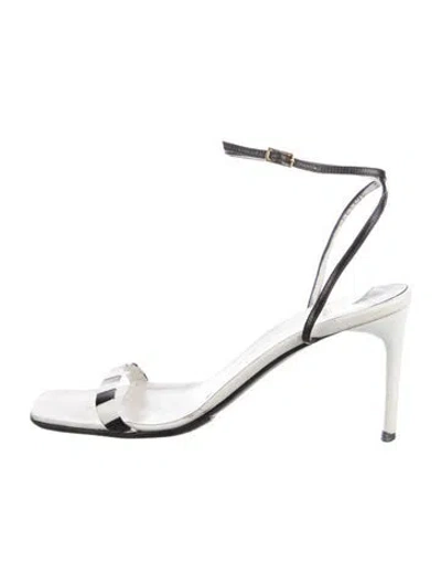 Pre-owned Ralph Lauren Leather Striped Sandals In White