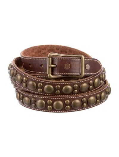 Pre-owned Ralph Lauren Leather Studded Accents Waist Belt In Neutral