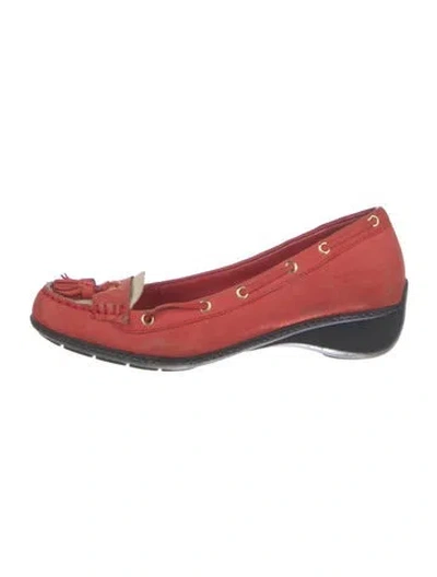 Pre-owned Ralph Lauren Leather Tassel Accents Loafers In Red