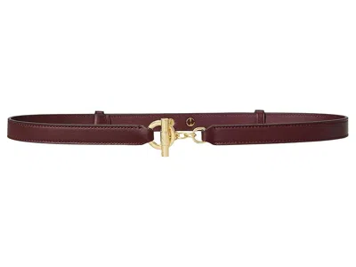 Ralph Lauren Leather Toggle Skinny Belt Women's Belts Dark Garnet: Xl In Brown