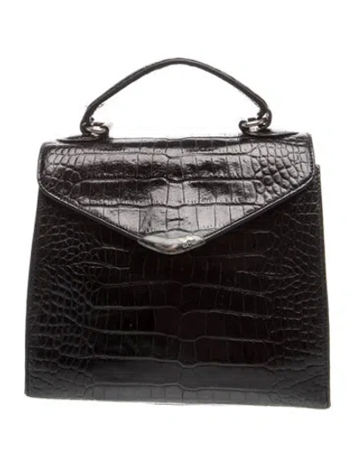 Pre-owned Ralph Lauren Leather Top Handle Bag In Black