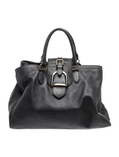 Pre-owned Ralph Lauren Leather Top Handle Bag In Black