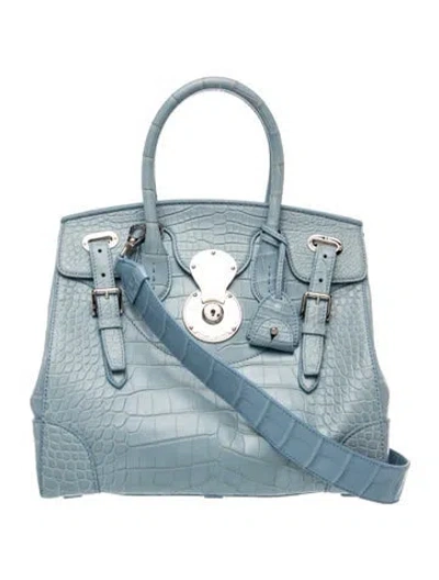 Pre-owned Ralph Lauren Leather Top Handle Bag In Blue