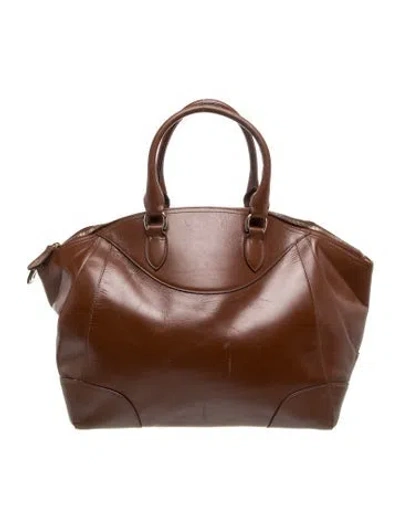 Pre-owned Ralph Lauren Leather Top Handle Bag In Brown