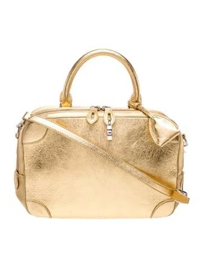 Pre-owned Ralph Lauren Leather Top Handle Bag In Gold/metallic