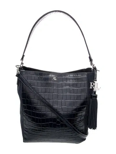 Pre-owned Ralph Lauren Leather Top Handle Bag In Grey