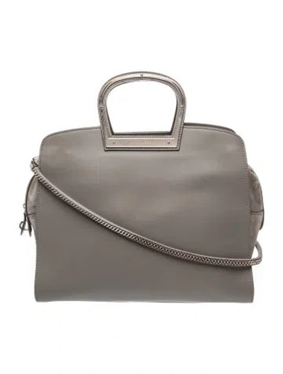 Pre-owned Ralph Lauren Leather Top Handle Bag In Grey