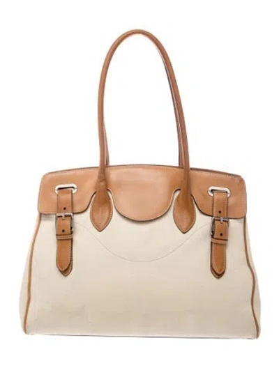 Pre-owned Ralph Lauren Leather Top Handle Bag In Neutral