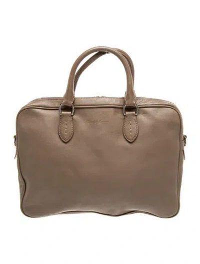 Pre-owned Ralph Lauren Leather Top Handle Bag In Neutrals