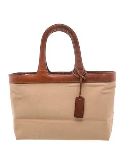 Pre-owned Ralph Lauren Leather Top Handle Bag In Neutrals
