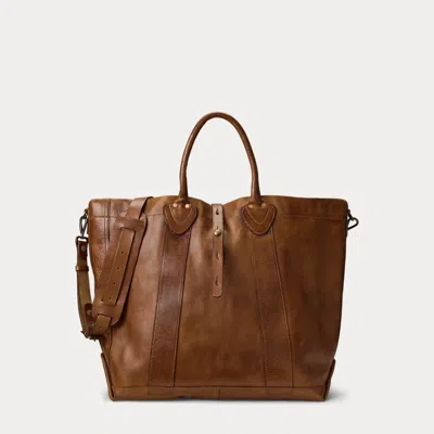 Ralph Lauren Leather Tote In Saddle Brown