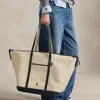Ralph Lauren Leather-trim Canvas Large Shopper Tote In Multi