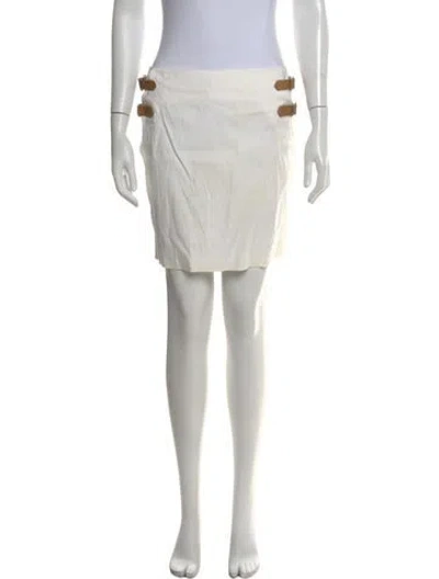 Pre-owned Ralph Lauren Leather Trim Embellishment Mini Skirt In Neutral