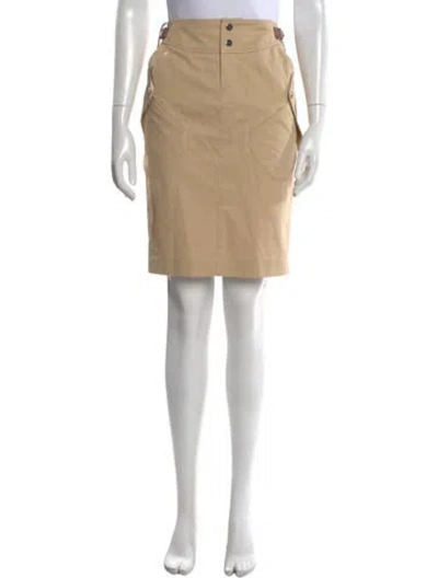 Pre-owned Ralph Lauren Leather Trim Embellishment Mini Skirt In Neutral