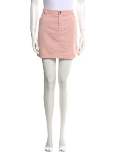 Pre-owned Ralph Lauren Leather Trim Embellishment Mini Skirt In Pink