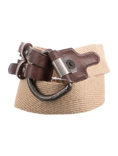 Pre-owned Ralph Lauren Leather Trim Embellishment Waist Belt In Neutral