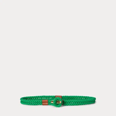 Ralph Lauren Leather-trim Rope Toggle Skinny Belt In Green