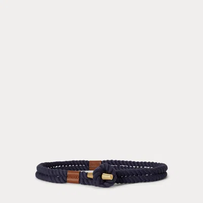 Ralph Lauren Leather-trim Rope Toggle Skinny Belt In Blue