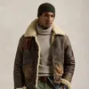 Polo Ralph Lauren Leather-trim Shearling Bomber Jacket In Brown Earth