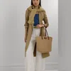 Ralph Lauren Leather-trim Straw Large Brie Tote Bag In Natural/lauren Tan