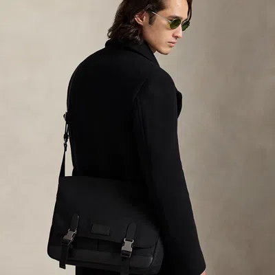 Ralph Lauren Leather-trim Travel Messenger Bag In Black