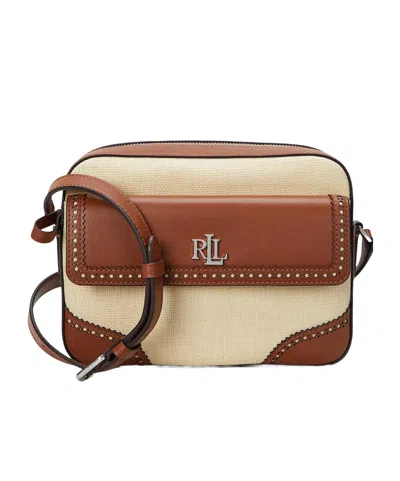 Ralph Lauren Leather-trimmed Logo-plaque Tote Bag In Brown