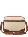 Ralph Lauren Leather-trimmed Logo-plaque Tote Bag In Neutral